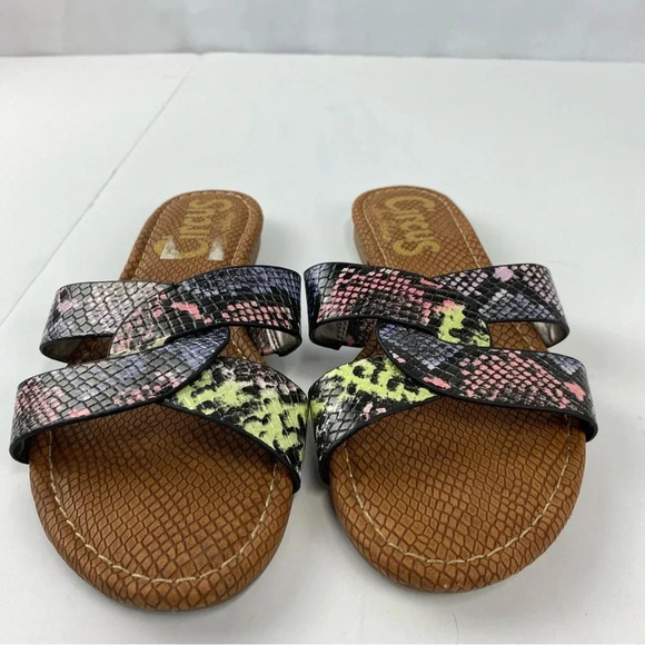 Sam Edelman Circus Womens 6 Clover Open Toe Slide Sandals Pink Green Blue - Picture 2 of 5